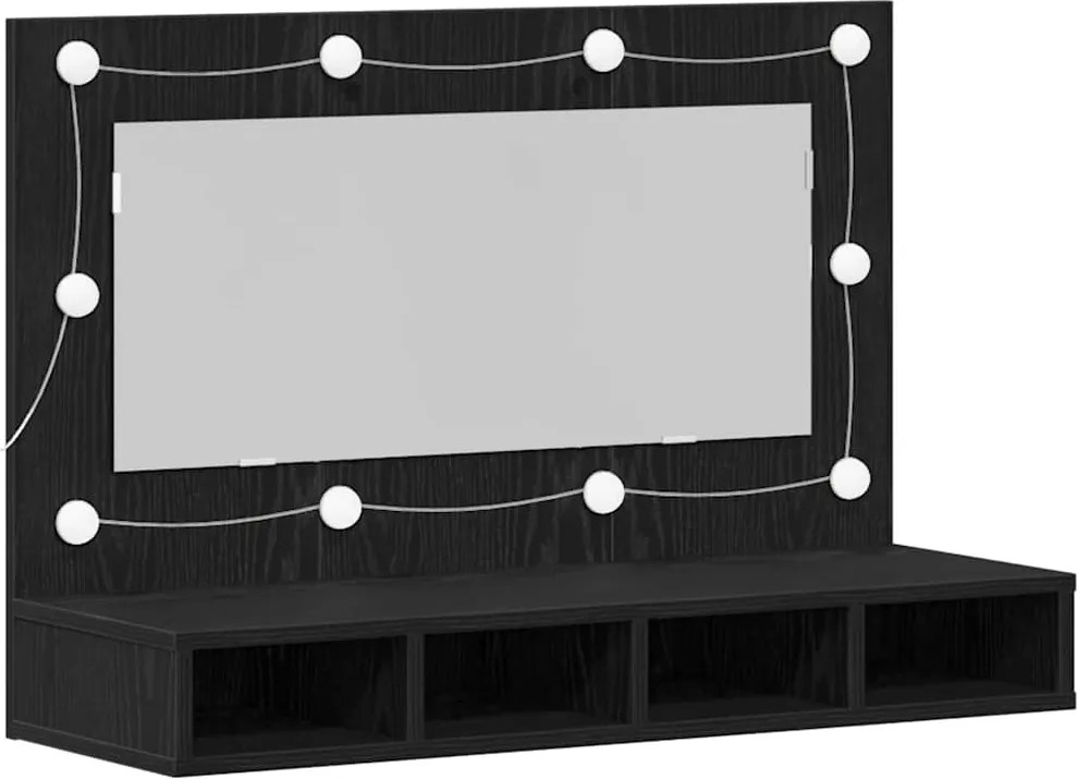 vidaXL Dulap cu oglindă Stejar Negru 90 x 31,5 x 62 cm Lemn compozit