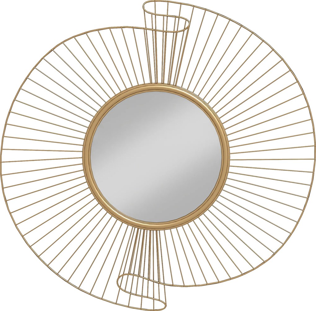 HOMCOM Oglindă Decorativă de Perete Rotundă, Design Modern cu Benzi Metalice și Ramă Plisată, Pentru Sufragerie, Dormitor și Hol, 60x60 cm, Auriu | Aosom Romania