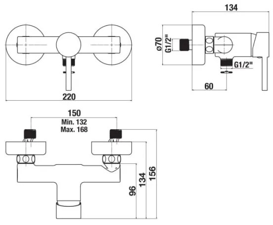 Baterie de duș JIKA H3312F70044001 MIO crom lucios