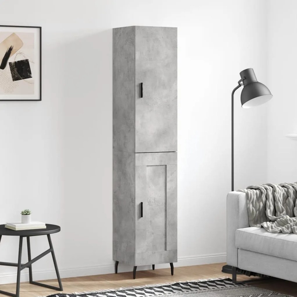 vidaXL Dulap înalt, gri beton, 34,5x34x180 cm, lemn prelucrat