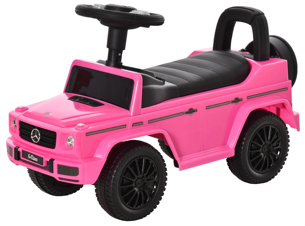 HOMCOM Camion portator Copii vehicul de împins licență Mercedes Benz 12-36 Luni Portbagaj claxon faruri Roz | Aosom Romania