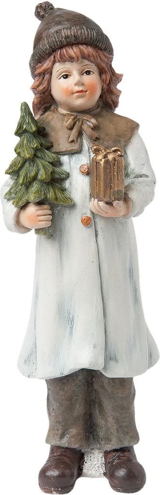 Figurina fetita cu brad polirasina Craciun 7x7x23 cm