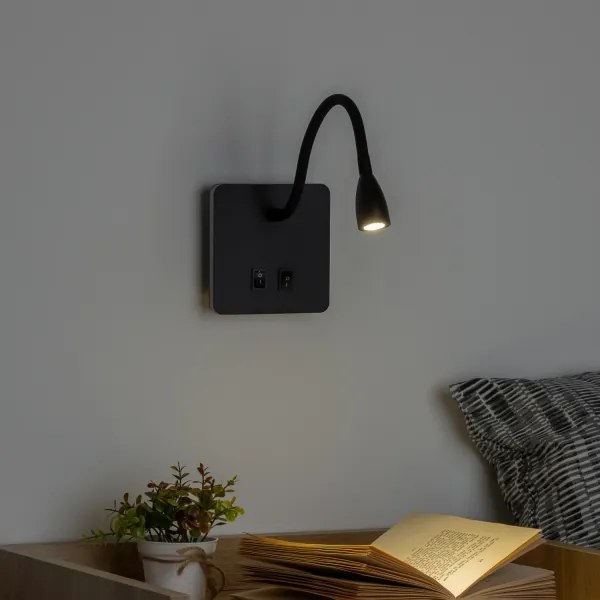 Lampă LED flexibilă de perete Brilagi MAYA Double LED/4W/230V + LED/3W negru