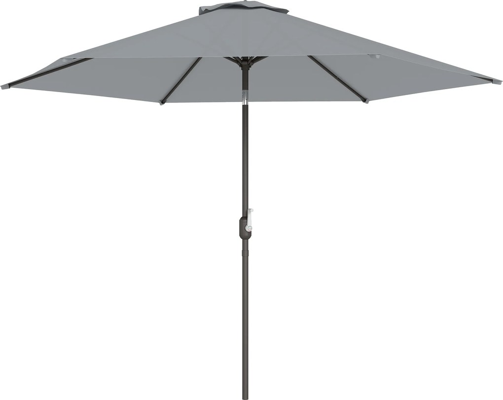 Outsunny Umbrelă de Grădină 3x3 m Înclinabilă cu Deschidere prin Manivelă, Umbrelă de Exterior cu Husă, Anti-UV 30+ din Metal și Poliester 180 g/㎡, Gri | Aosom Romania