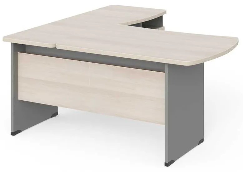 Statie de lucru de colt Manager 160 x 160 cm, dreapta, salcâm deschis / gri
