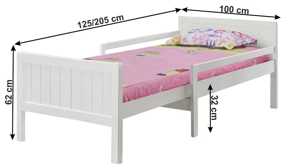Pat de o persoană 90 cm Elunna (alb) (cu somieră). 1016543