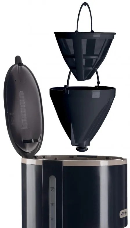 Cafetiera cu filtru Ariete BREAKFAST 1394/00, 12 cesti, 0.600L, Fereastra nivel apa, Gri închis