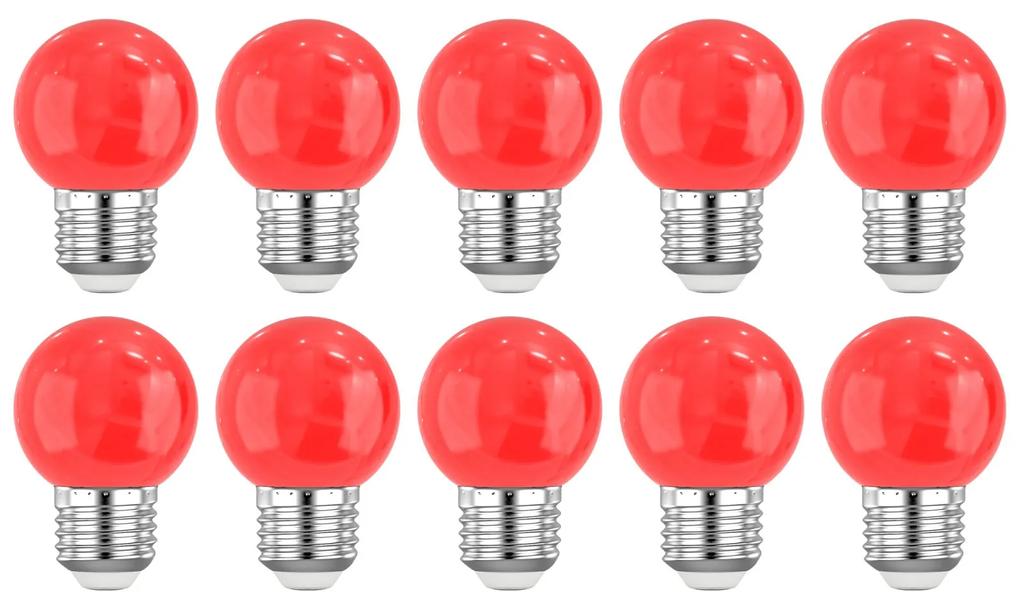 Set 10 Buc - Bec LED Ecoplanet glob mic rosu G45, E27, 1W (10W), 80 LM, G, Mat Rosie, 10 buc