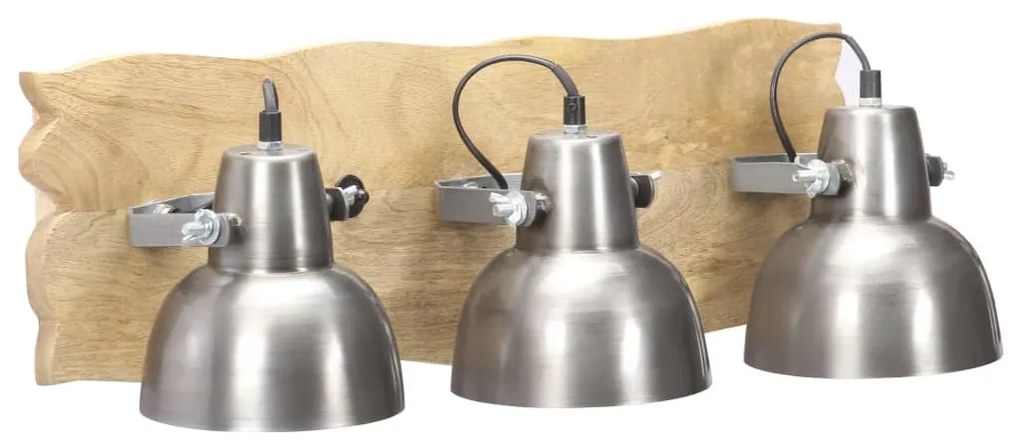 Lampa de perete industriala argintiu 68x23 cm lemn mango E27 1, Argintiu, 3