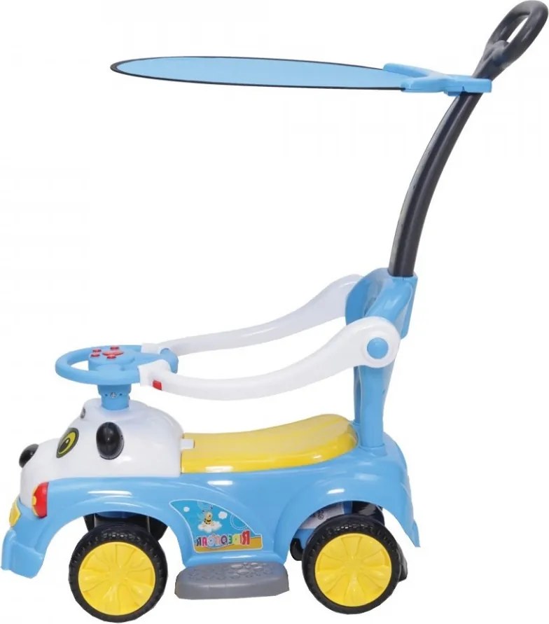 Masinuta copii si bebe NOVOKIDS™ Baby Panda Rider , Cu melodii si sunete, Maner de impins pentru parinti detasabil, Copertina de protectie