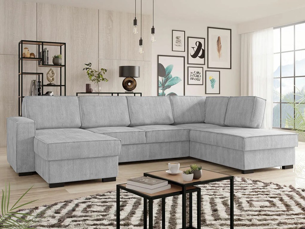 Colțar Miami 406 Cutie de pat, 305x188x85cm, 138 kg, Picioare: Lemn
