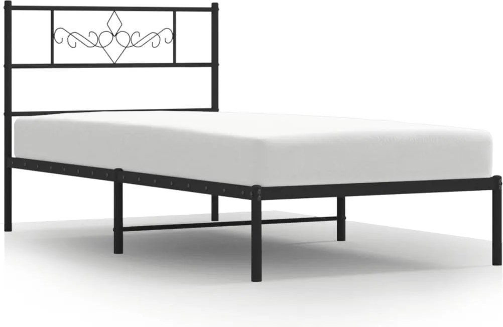 vidaXL Cadru pat metalic cu tăblie, negru, 90x200 cm
