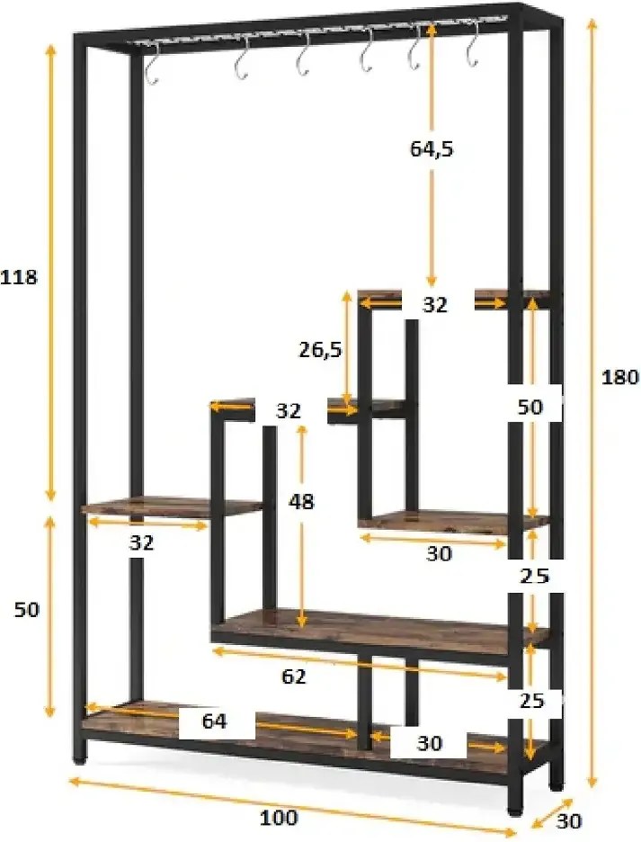 Biblioteca Endulus din metal culoare alb 180x 100x32 cm