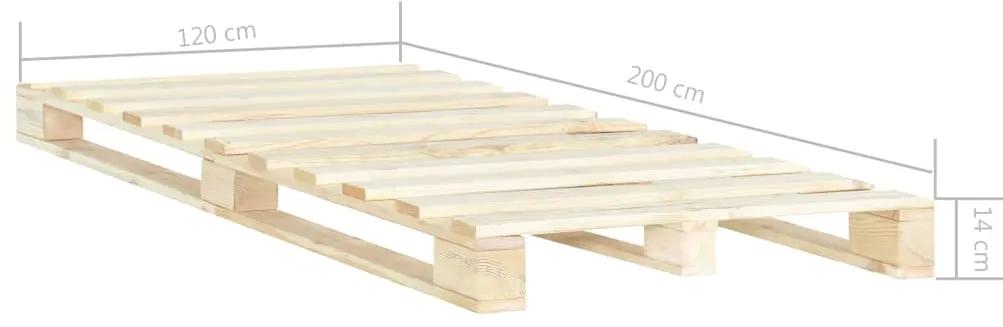 Cadru de pat din paleti, 120 x 200 cm, lemn masiv de pin culoarea lemnului, 120 x 200 cm