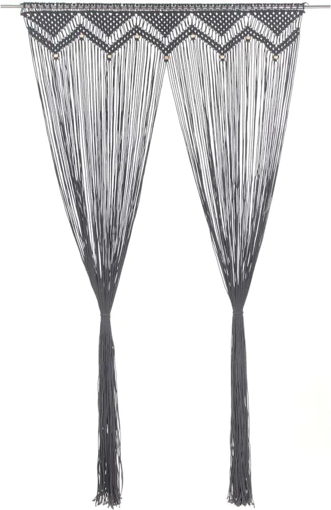 vidaXL Perdea macrame, antracit, 140 x 240 cm, bumbac