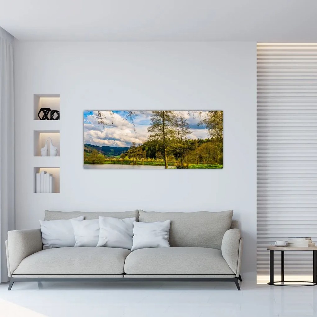 Tablou - Barcă pe lac (120x50 cm)