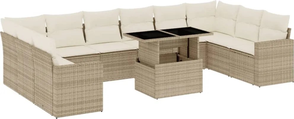 vidaXL Set canapele de grădină cu perne, 11 piese, bej, poliratan
