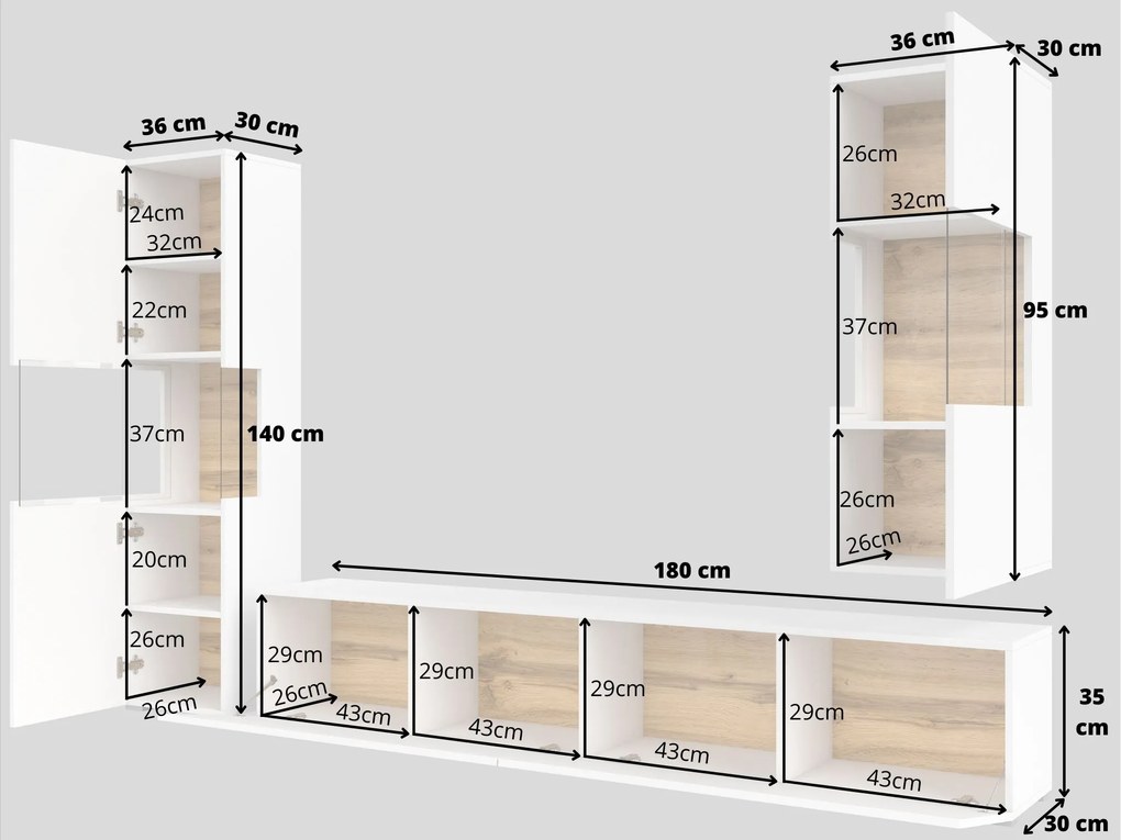 Mobilier living Avernic Typ 10 (Alb + Stejar wotan). 1042050