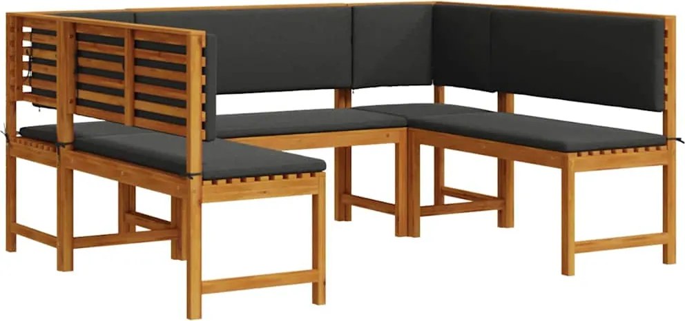 vidaXL Set de Bănci pentru Grădină 5 pcs Maro Lemn Solid de Acacia