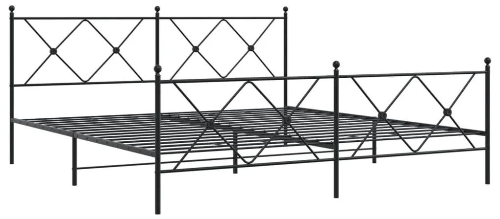 376524 vidaXL Cadru pat metalic cu tăblie de cap/picioare, negru, 180x200 cm