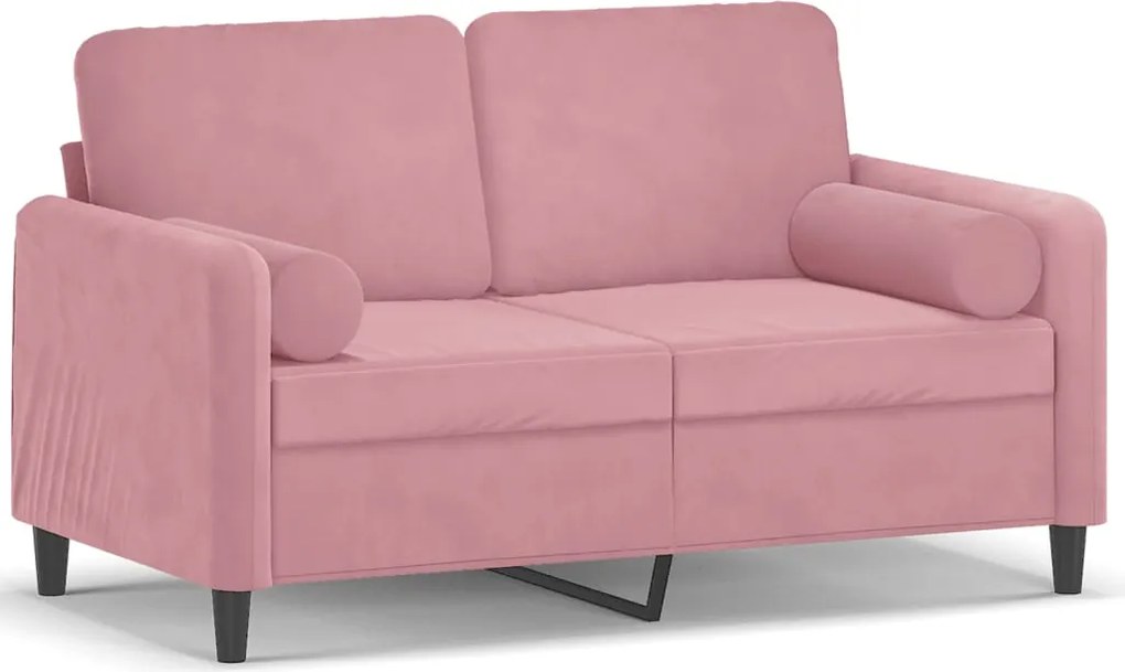 vidaXL Canapea cu 2 locuri cu pernuțe, roz, 120 cm, catifea