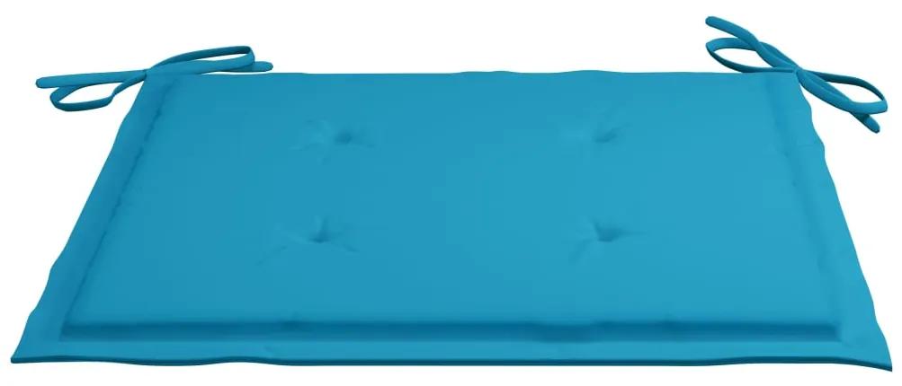 Scaune de gradina cu perne albastre, 2 buc., lemn masiv de tec 2, Albastru