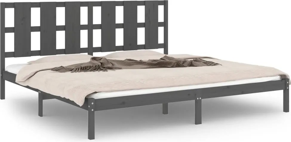 vidaXL Cadru de pat, gri, 200x200 cm, lemn masiv de pin