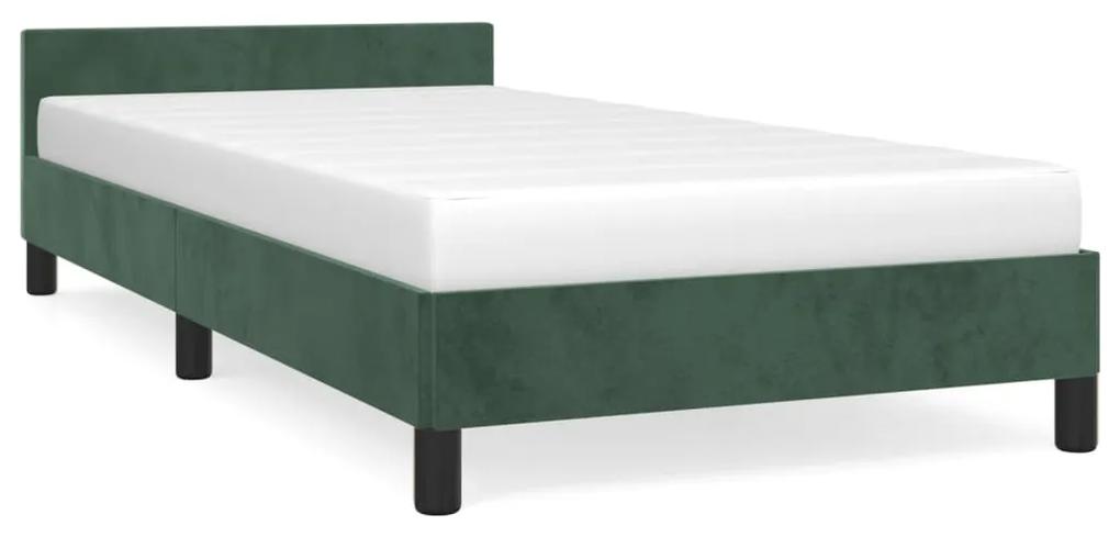 Cadru de pat cu tablie, verde inchis, 80x200 cm, catifea Verde, 80 x 200 cm