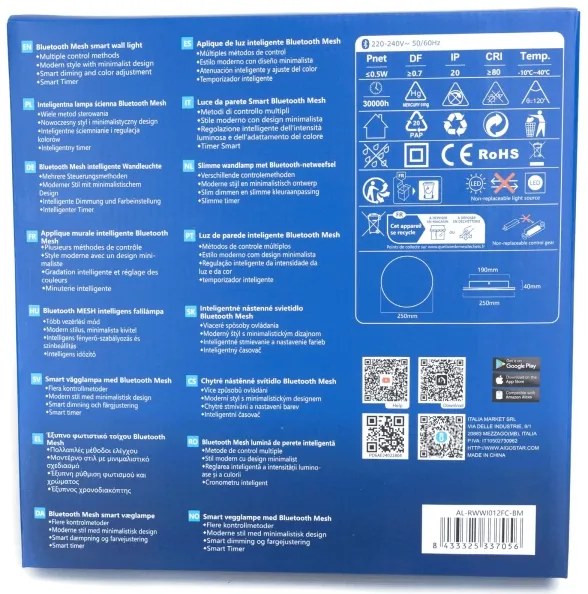 Aplică LED RGBW dimabilă Aigostar MESH Smart LED/12W/230V negru + telecomandă