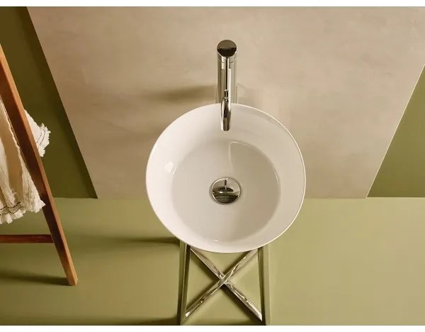Bathco 4086 - Lavoar VOLTA pe blat Ø 35 cm, porțelan/alb