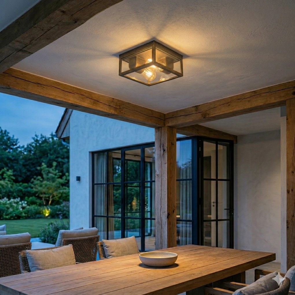 Plafonieră vintage auriu antic IP44 cu 2 lumini - Charlois