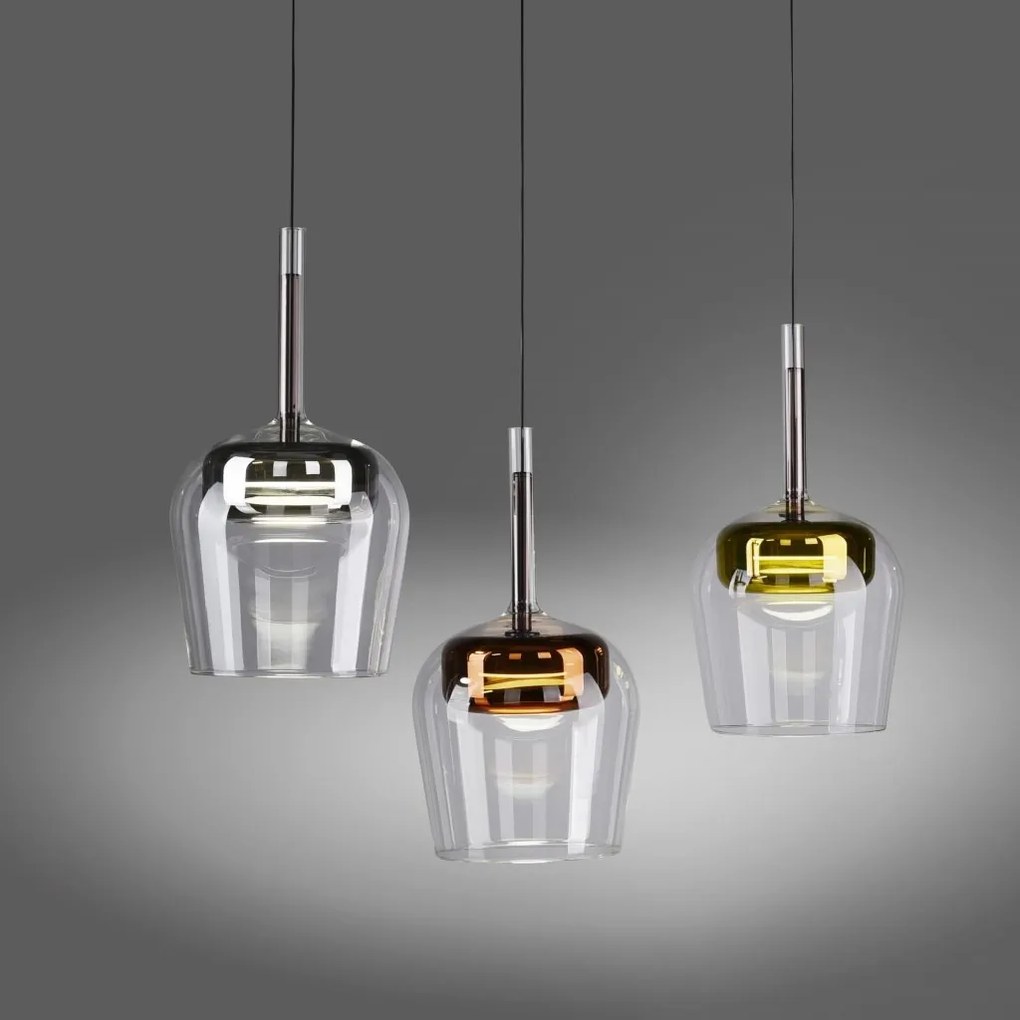 Lustra LED Smart cu Telecomanda, CCT, 3 pendule, Sticla, Multicolor, Q-KON