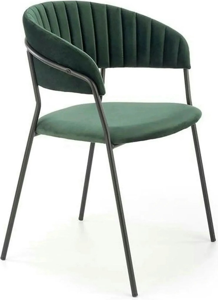 Scaun K426, verde inchis/negru, stofa catifelata/metal, 57x54x79 cm