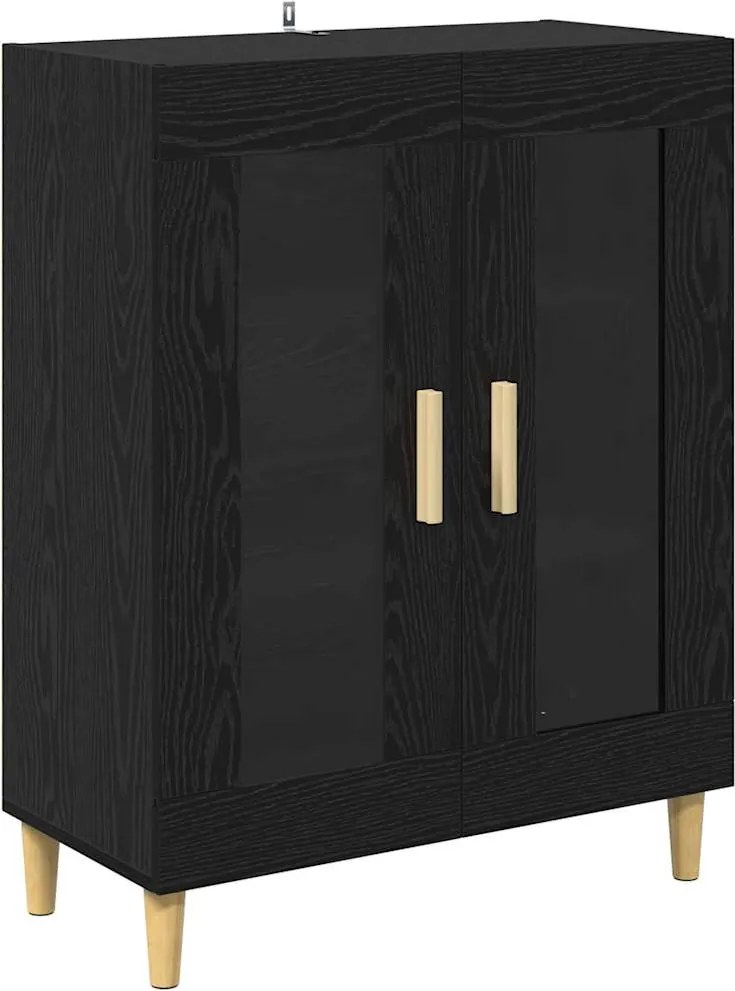 vidaXL Bufet Stejar Negru 69,5 x 34 x 90 cm Lemn compozit