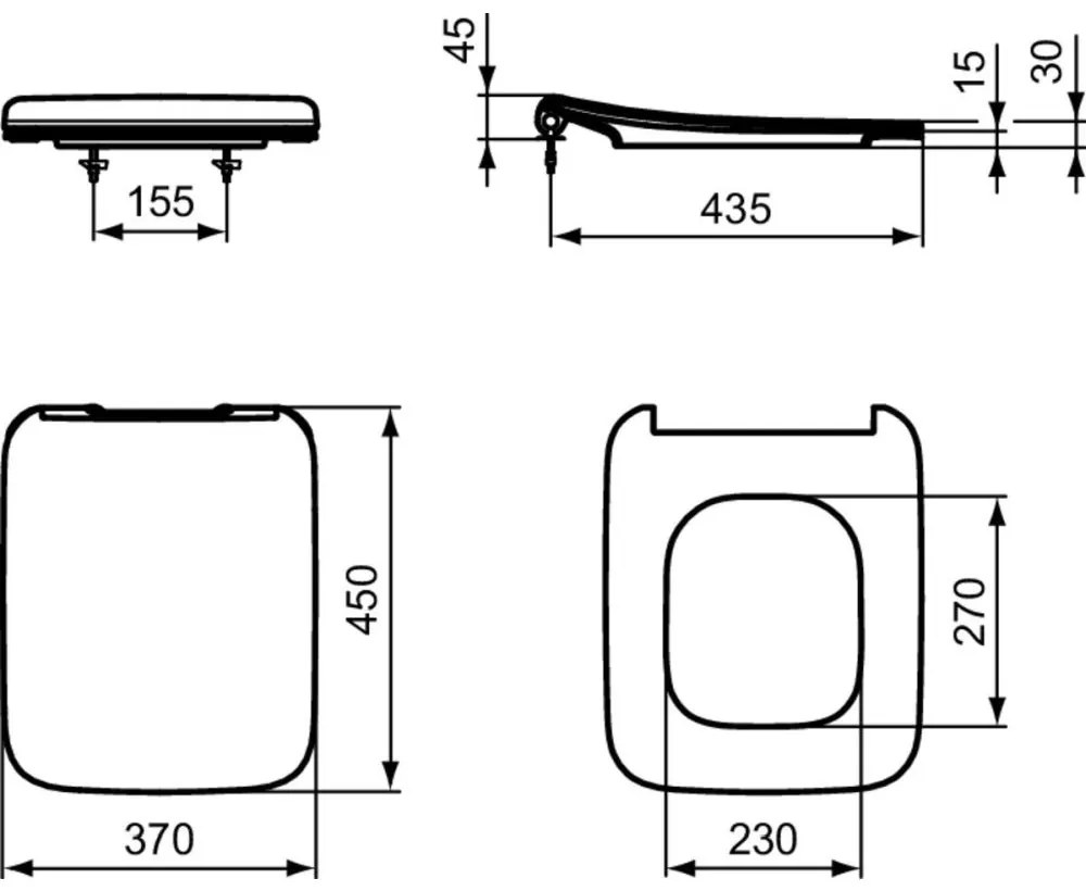 Vas wc stativ Ideal Standard Strada II AquaBlade alb lucios back to wall cu capac inclus