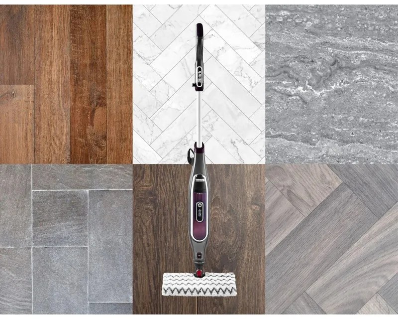 Mop curatare cu aburi Shark S6003EU, 1200W, 0,35 L, 3 setari, Tehnologie Klick'n Flip, Steam Blaster, Lavete mop Dirt Grip, Gri/Violet