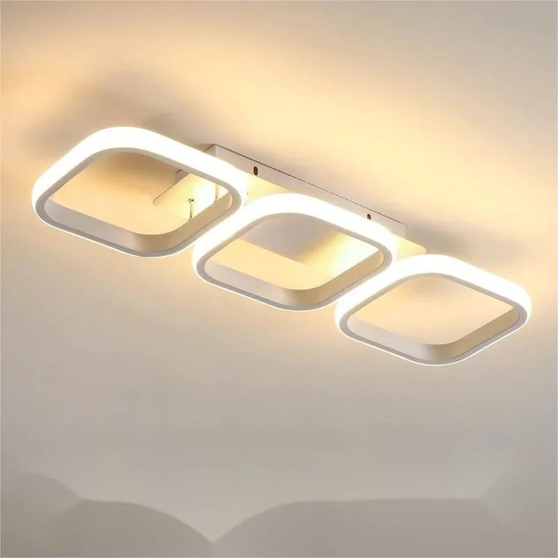 Lustra LED Plafoniera, 3 Tipuri De Lumina, 54W, Alb Patrata