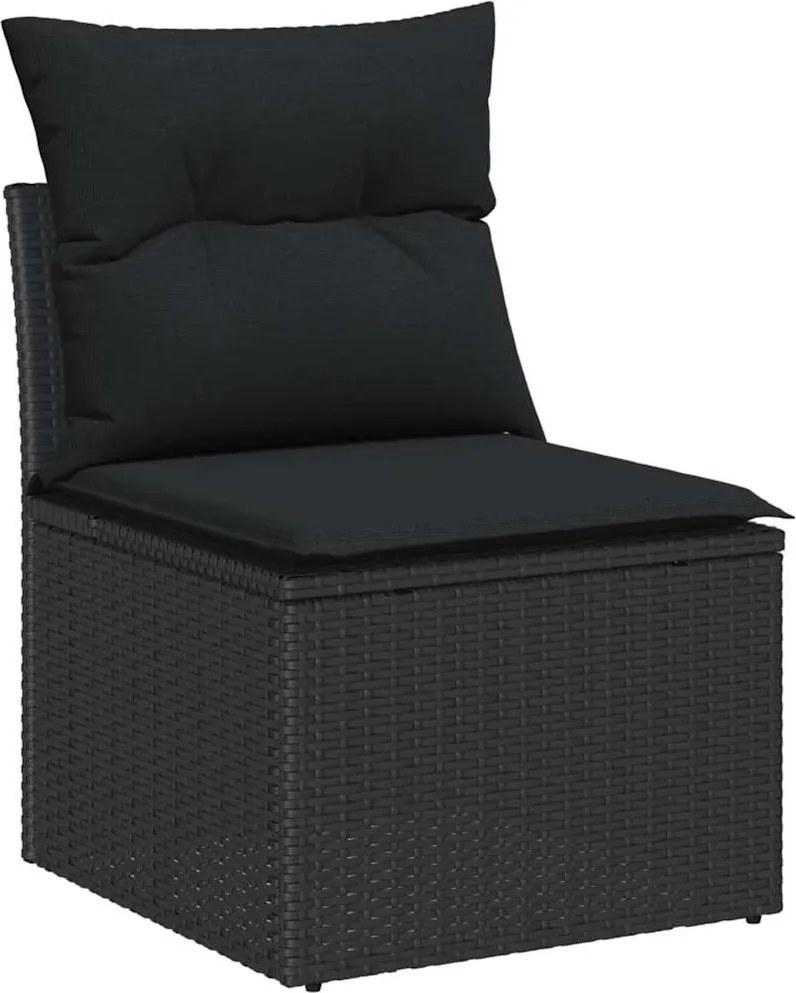 vidaXL Set de canapele pentru grădină cu pernă 7 pcs Negru poliratan