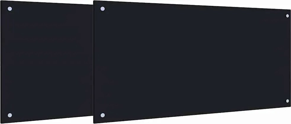 vidaXL Panou de bucătărie 2 pcs Negru 100 x 50 cm sticlă securizată