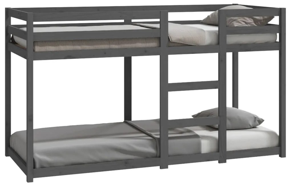 821661 vidaXL Pat supraetajat, gri, 75x190 cm, lemn masiv de pin