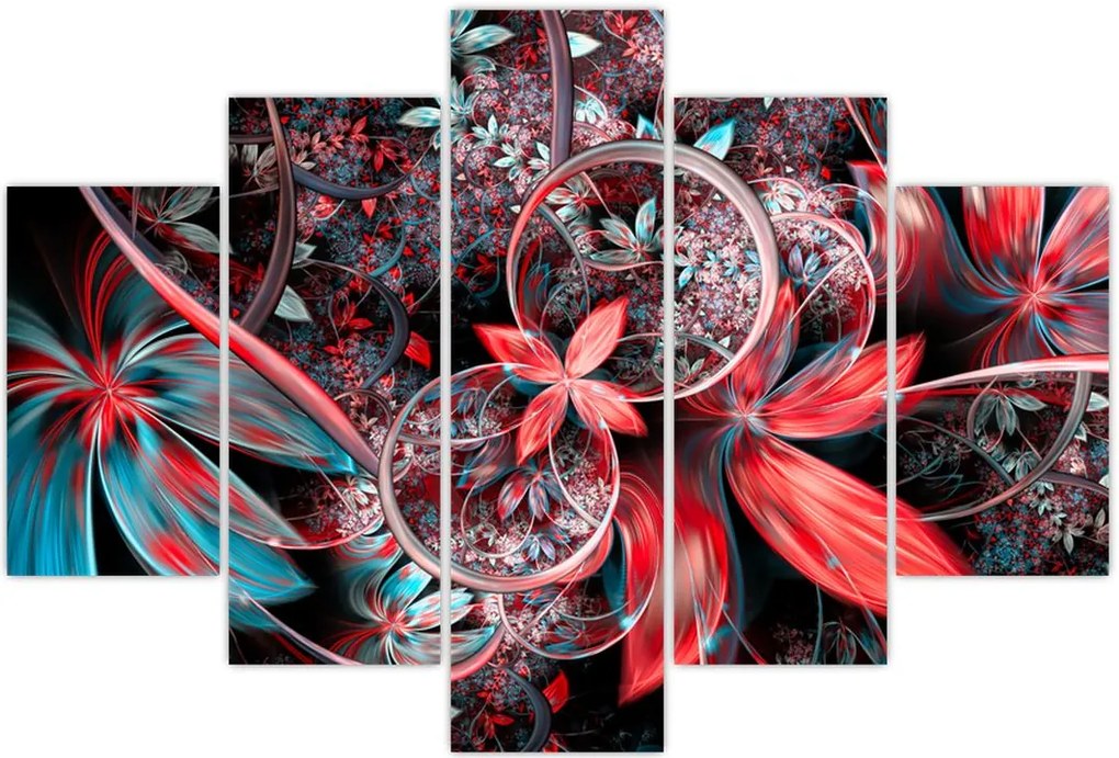 Tablou abstract cu flori exotice (150x105 cm)