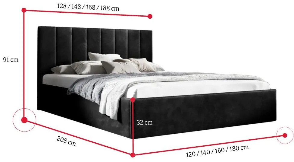 Supermobel Pat tapițat LUCY 2, 120x200, trinity 30