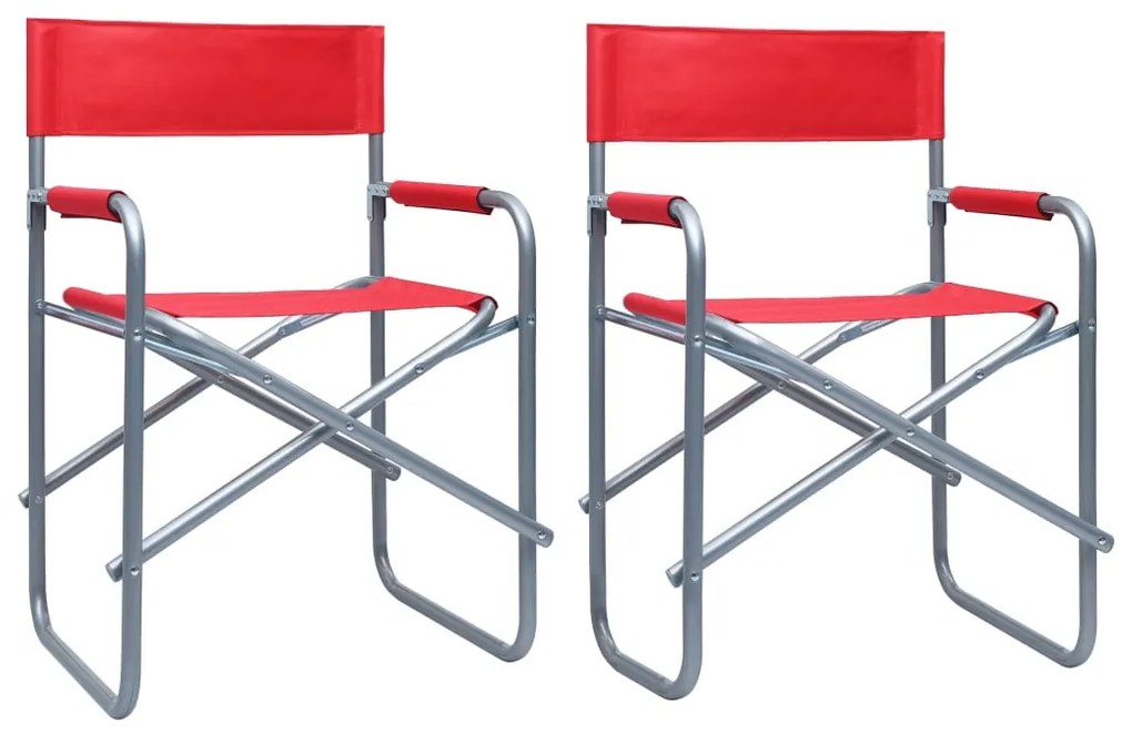 vidaXL Scaune de regizor, 2 buc., roșu, oțel