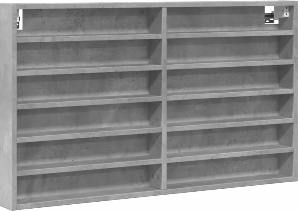 vidaXL Dulap cu vitrină, gri beton, 100x8,5x58 cm, lemn prelucrat