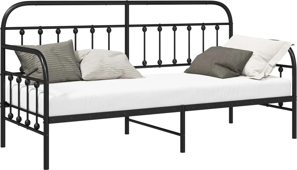 vidaXL Cadru de pat de zi Negru 80 x 200 cm Oțel vopsit electrostatic