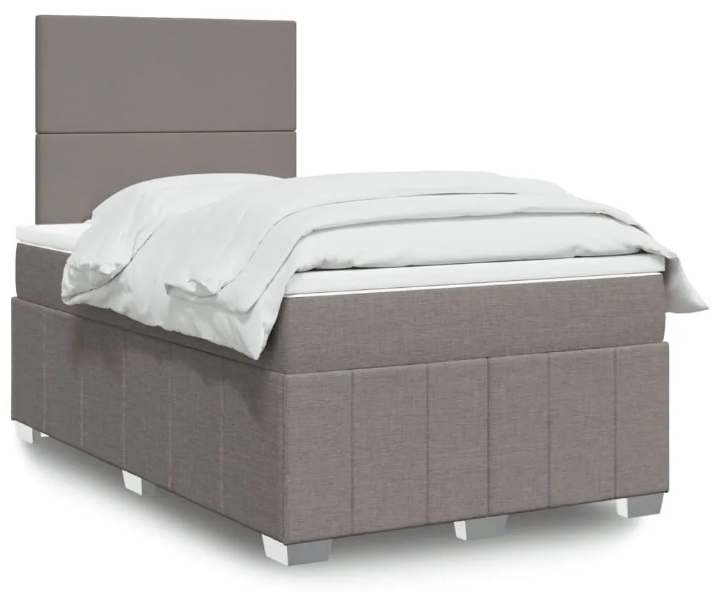 vidaXL Pat box spring cu saltea, taupe, 120x190 cm material textil