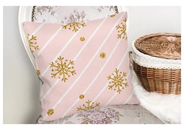 Față de pernă cu model de Crăciun Minimalist Cushion Covers Gold Snowflakes, 42 x 42 cm