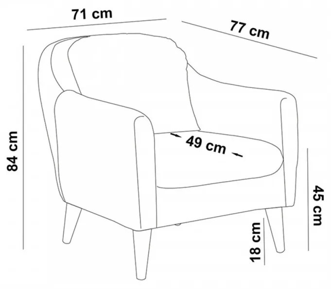 Fotoliu Soli Berjer, 71 x 84 x 77 cm, Gri