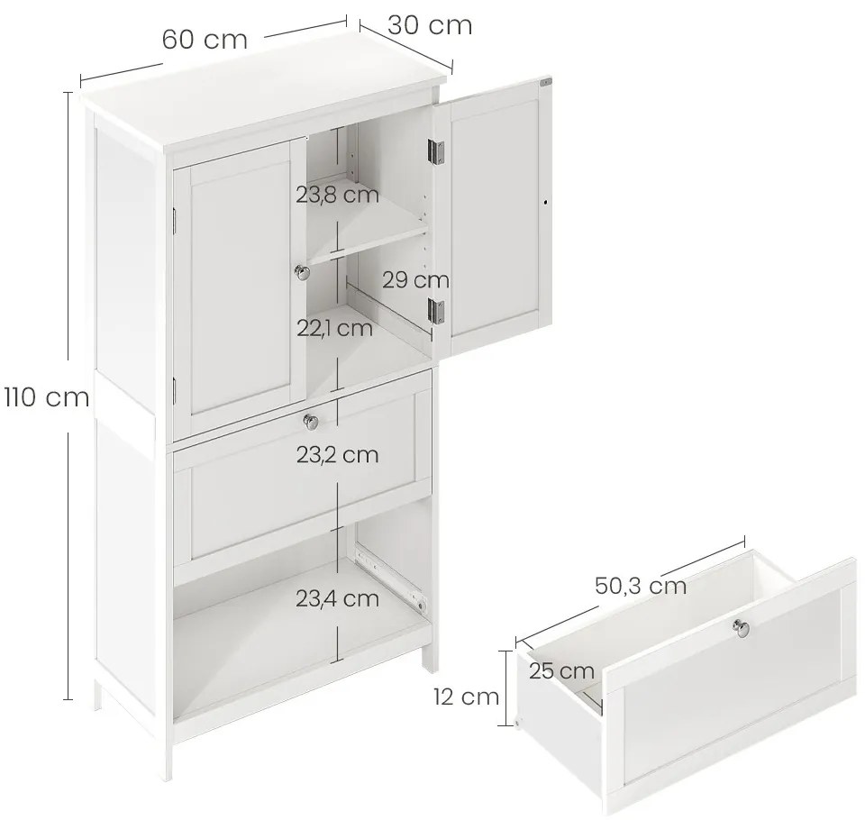 Dulap cu 2 uși și 2 sertare 60x30x110 cm