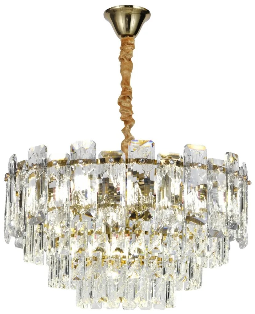 Candelabru 5861-500 – Cristale elegante și finisaj auriu, 8 socluri E14 💫